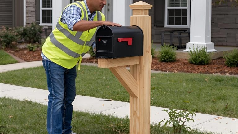 Technician performing mailbox installation in Valrico, FL